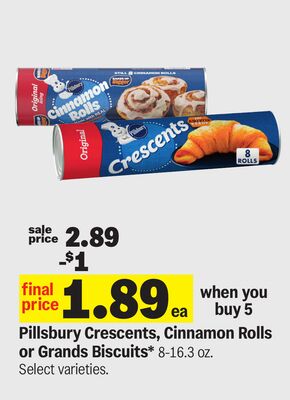 Pillsbury Crescents, Cinnamon Rolls or Grands Biscuits*