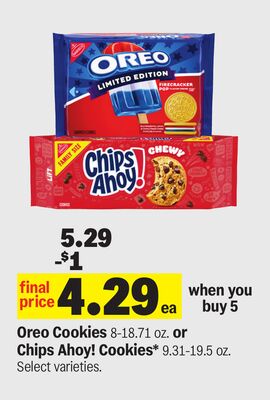 Oreo Cookies 8-18.71 oz. or Chips Ahoy! Cookies* 9.31-19.5 oz.