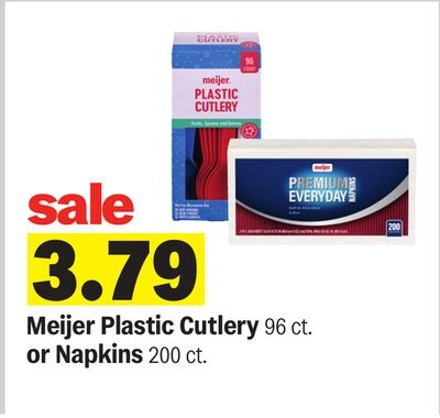 Meijer Plastic Cutlery 96 ct. or Napkins 200 ct.