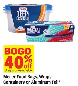 Meijer Food Bags, Wraps, Containers or Aluminum Foil*
