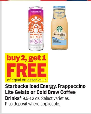 Starbucks Iced Energy, Frappuccino Lite Gelato or Cold Brew Coffee Drinks