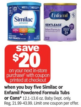 Similac or Enfamil Powdered Formula Tubs or Cans*