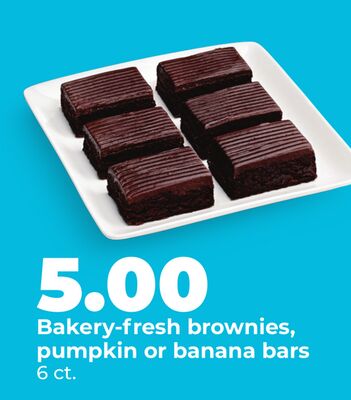Bakery-fresh brownies, pumpkin or banana bars
