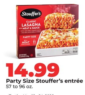 Party Size Stouffer's entrée