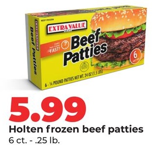 Holten frozen beef patties