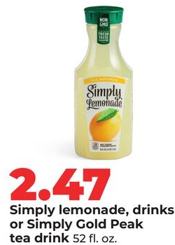 Simply lemonade, drinks or Simply Gold Peak tea drink