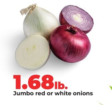 Jumbo red or white onions