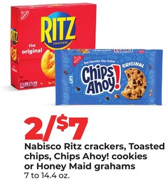 Nabisco Ritz crackers, Toasted chips, Chips Ahoy! cookies or Honey Maid graham