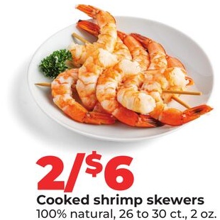 Cooked shrimp skewers
