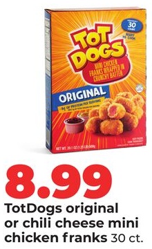 TotDogs original or chili cheese mini chicken franks