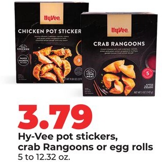 Hy-Vee pot stickers, crab Rangoons or egg rolls