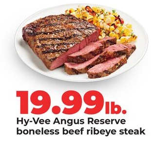 Hy-Vee Angus Reserve boneless beef ribeye steak