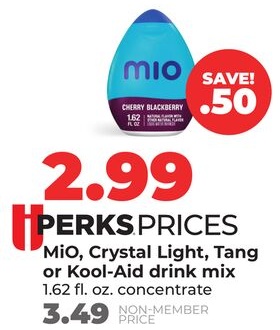 MiO, Crystal Light, Tang or Kool-Aid drink mix