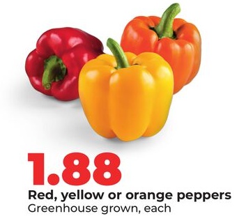Red, yellow or orange peppers