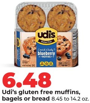 Udi's gluten free muffins, bagels or bread