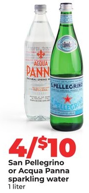 San Pellegrino or Acqua Panna sparkling water