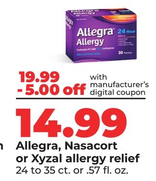 Allegra, Nasacort or Xyzal allergy relief