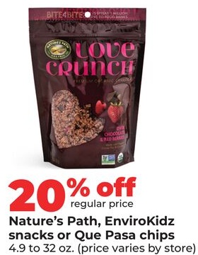 Nature's Path, EnviroKidz snacks or Que Pasa chips
