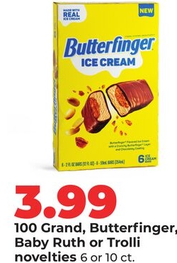 100 Grand, Butterfinger, Baby Ruth or Trolli novelties