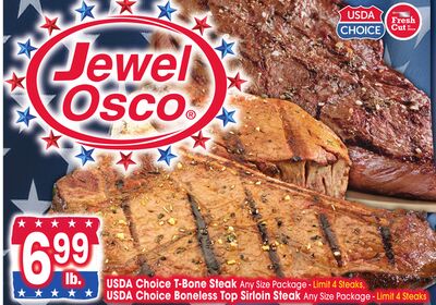 USDA Choice T-Bone Steak, USDA Choice Boneless Top Sirloin Steak