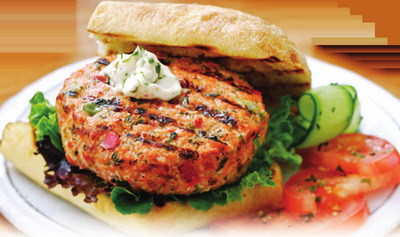 Teriyaki or Spinach Feta Salmon Burgers
