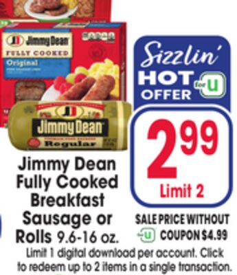 Jimmy Dean Fully Cooked Breakfast Sausage or Rolls