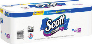 Scott Bath Tissue 20 ct., 1000 Sheet Roll or Comfort Plus 24 ct. Mega Roll