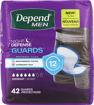 Depend adult care underwear, briefs, men's guards or shields