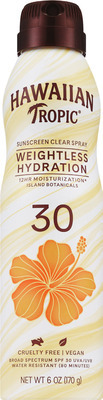 Hawaiian Tropic SPF 30 Sheer Touch lotion 8 oz or Weightless Hydration spray 6 oz.