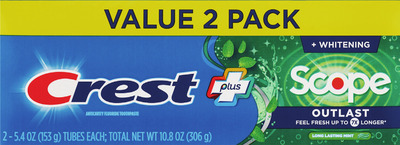Crest paste, Oral-B floss, Fixodent 2-4 pk., Crest Brilliance 473ml, Clinical Whitening, Gum, Advanced or All Day Clean Breeze breath 946ml