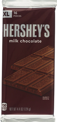 Hershey's XL 4-7.56 oz, Cadbury 3.5-4 oz or Lindt Classic Recipe bars 5.3 oz.