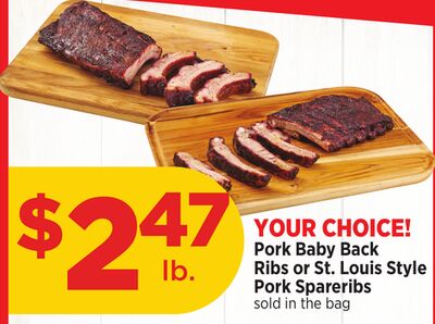 Pork Baby Back Ribs or St. Louis Style Pork Spareribs