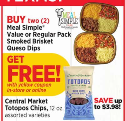 Meal Simple® Value or Regular Pack Smoked Brisket Queso Dips