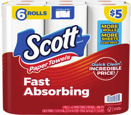 Scott Comfort Plus Bath Tissue 6 or 12 Rolls or Paper Towels 6 Rolls