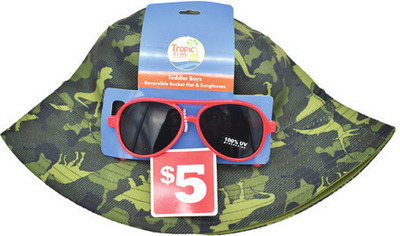 Kids' Tropic Sun Reversible Bucket Hats and Sunglasses Set