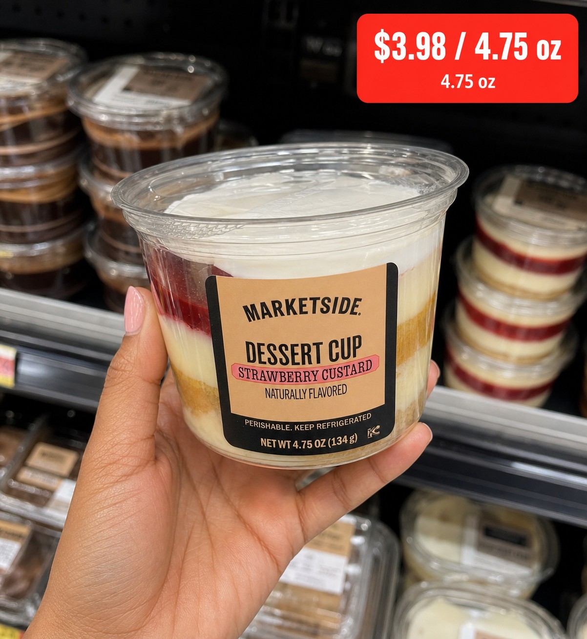 MARKETSIDE DESSERT CUP STRAWBERRY CUSTARD