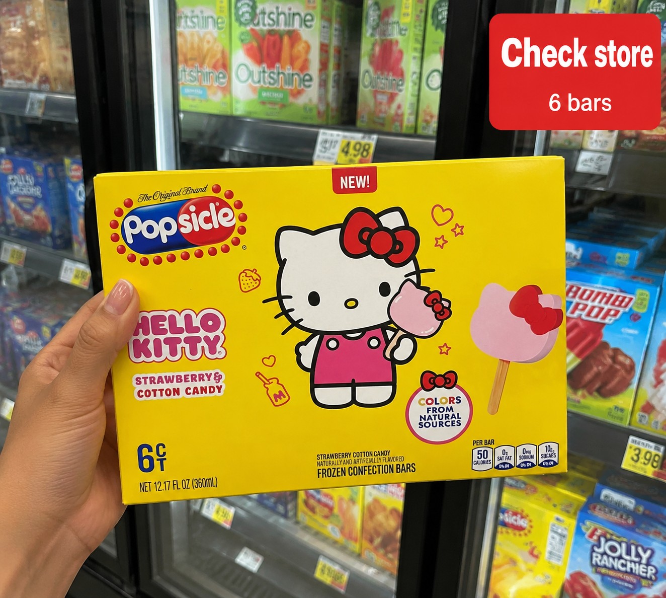 Popsicle Hello Kitty Strawberry & Cotton Candy Frozen Confection Bars
