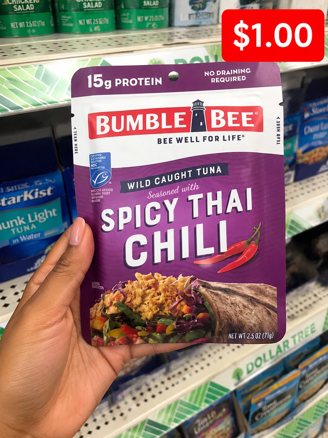 BUMBLE BEE WILD CAUGHT TUNA Seasoned with SPICY THAI CHILI