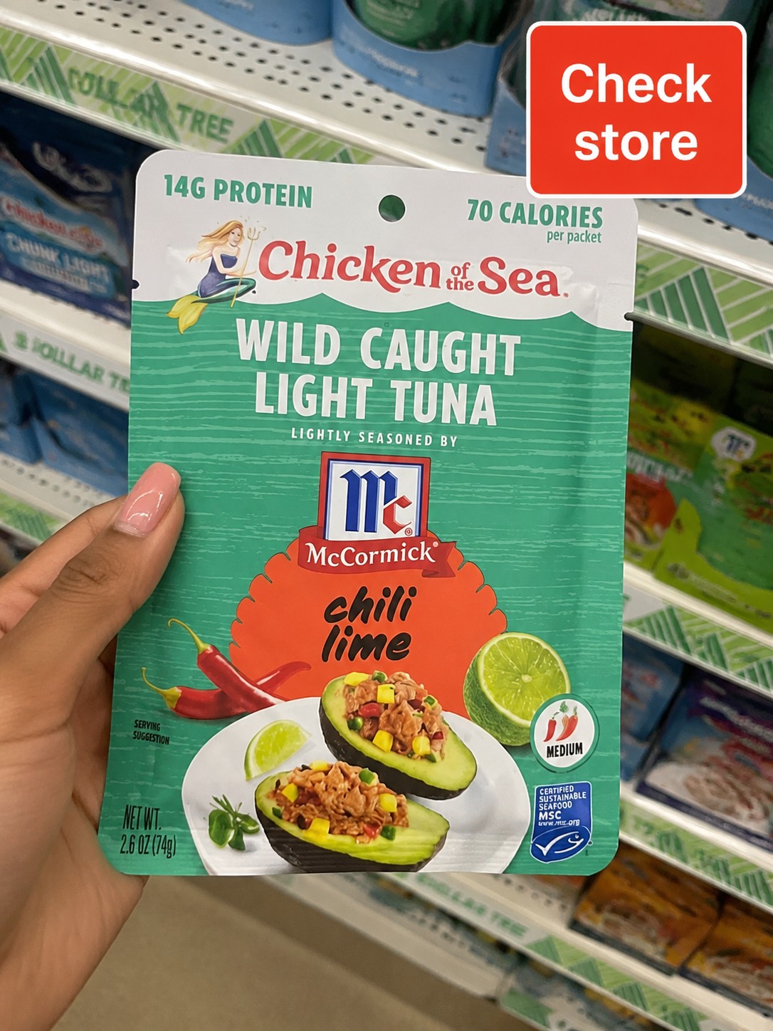 Chicken of the Sea WILD CAUGHT LIGHT TUNA LIGHTLY SEASONED BY McCormick chili lime