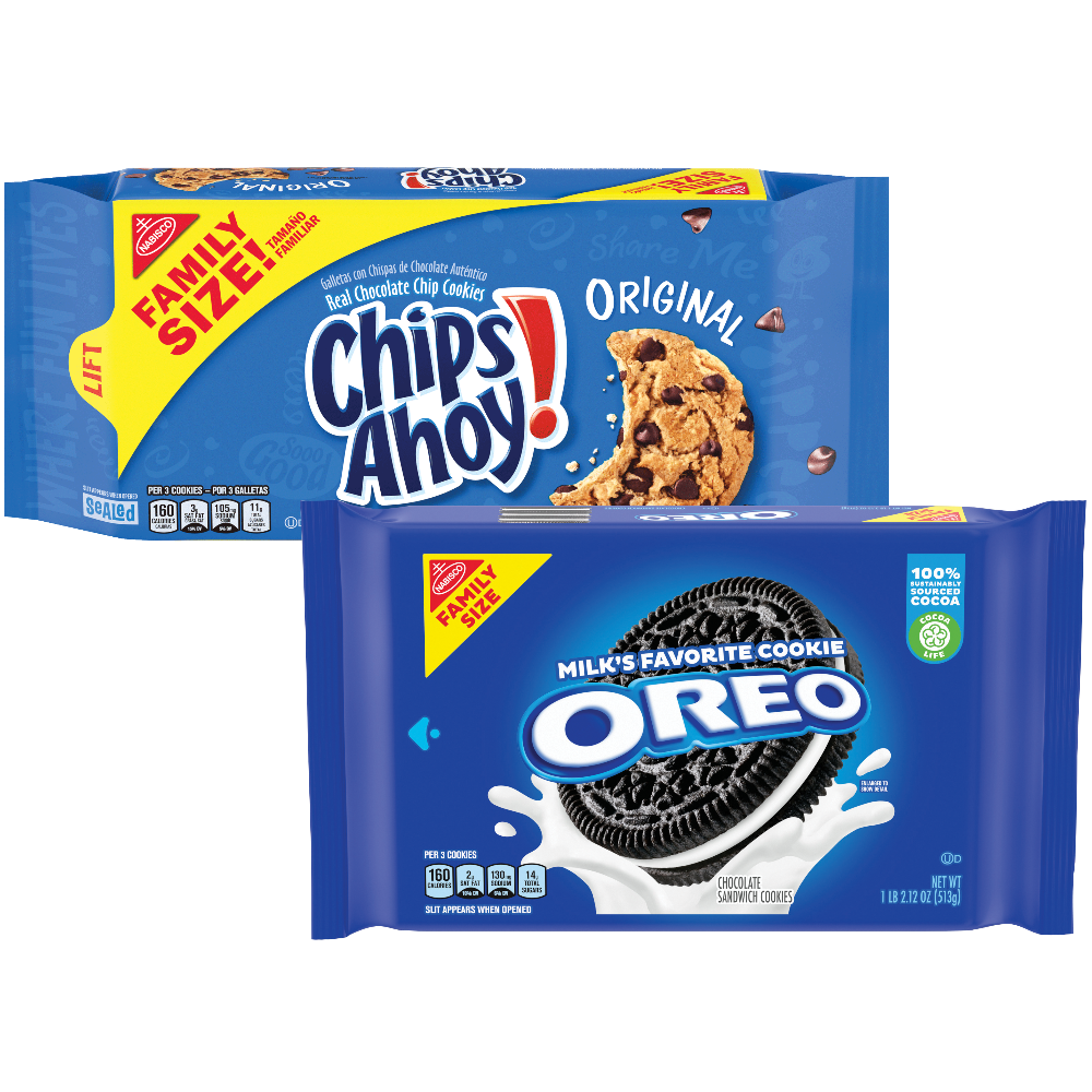 Nabisco Oreo or Chips Ahoy Family Size Cookies