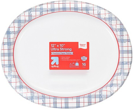 up&up™ 16-ct. plaid disposable platters
