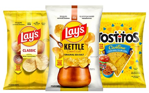 Select Lay’s classic, Kettle & Tostitos Cantina snacks