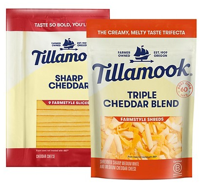 Select Tillamook sliced & shredded cheese