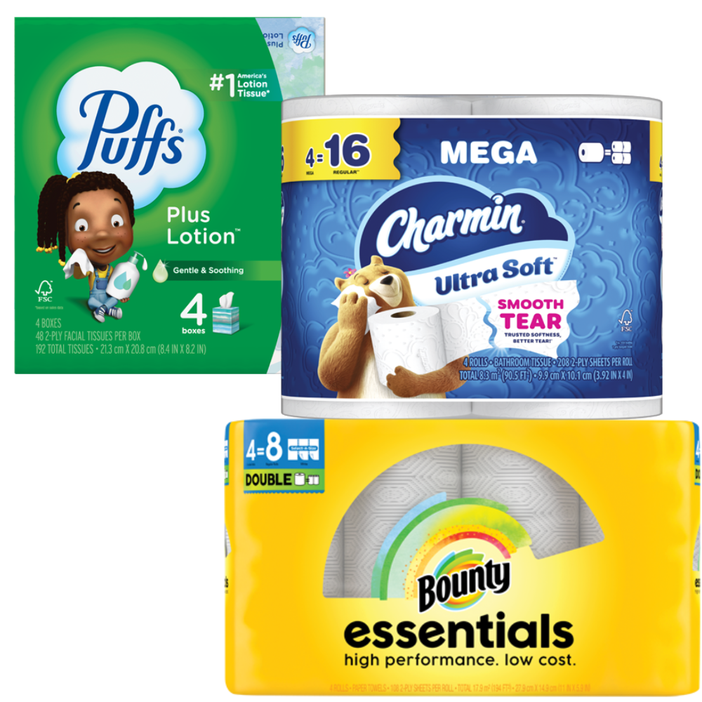 Bounty, Charmin or Puffs Paper Products