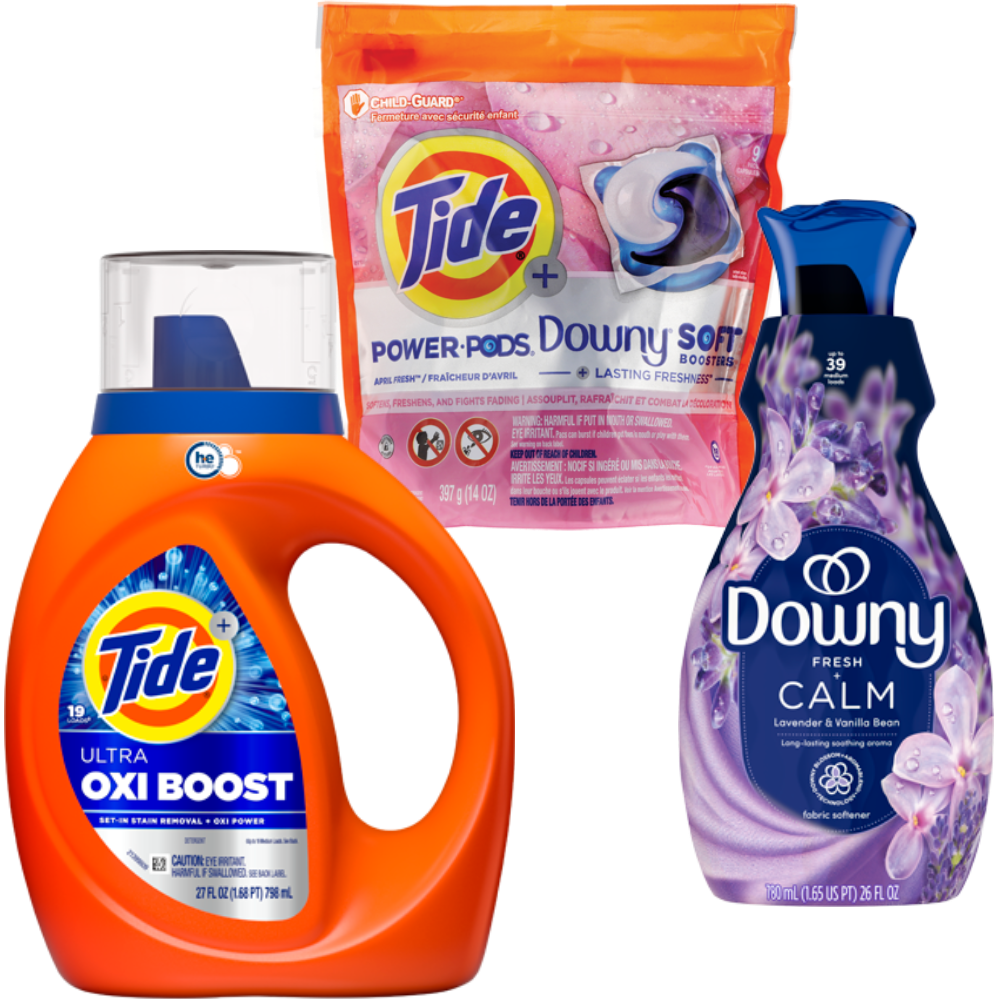 Bounce, Downy, Gain or Tide Laundry Care