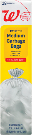 Complete Home™ or Walgreens Drawstring or Twist Tie Trash Bags