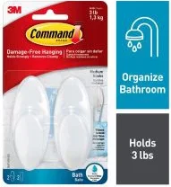Command Medium Bath Hook, 2 Hooks, 2 Strips/Pack ,1 ct