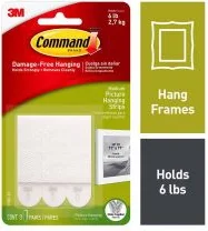 Command Medium Picture Hanging Strips, White, 3 Sets per Pack