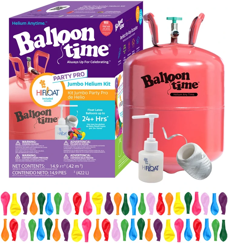 Balloon Time Jumbo Helium Tank Kit with HI-FLOAT