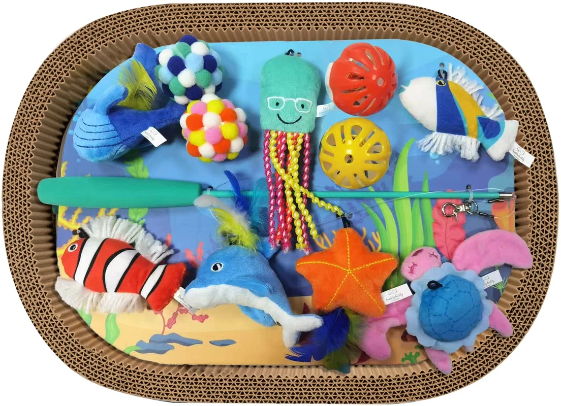 Buddy Buddy Cat Scratcher Bed and Toys, 13-piece Set